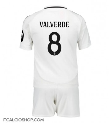 Real Madrid Federico Valverde #8 Prima Maglia Bambino 2024-25 Manica Corta (+ Pantaloni corti)